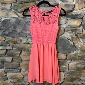 Coral lace top dress